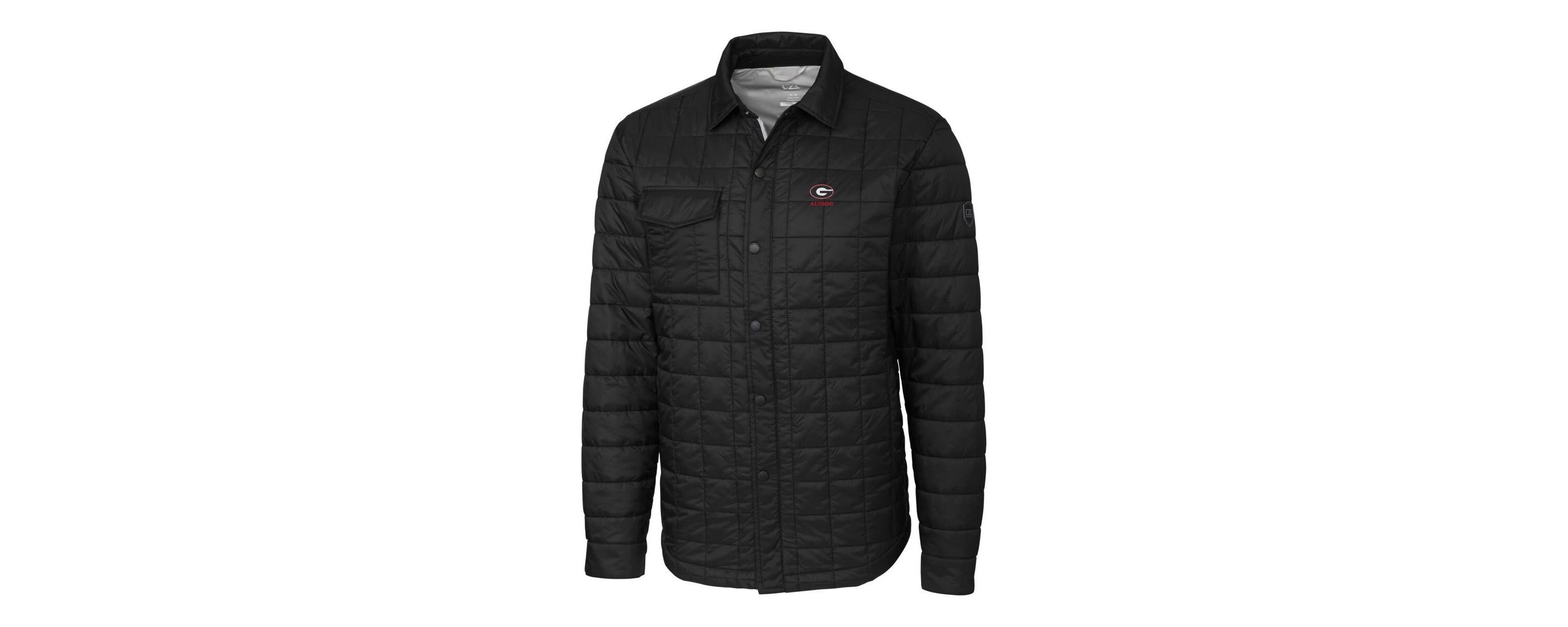 NCAA Georgia Bulldogs Alumni Logo Rainier PrimaLoft Eco Insulated Quilted Button-Up Shacket
