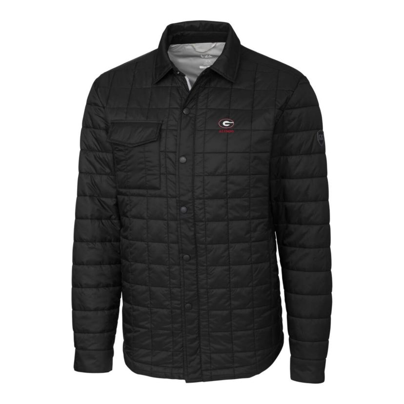 NCAA Georgia Bulldogs Alumni Logo Rainier PrimaLoft Eco Insulated Quilted Button-Up Shacket