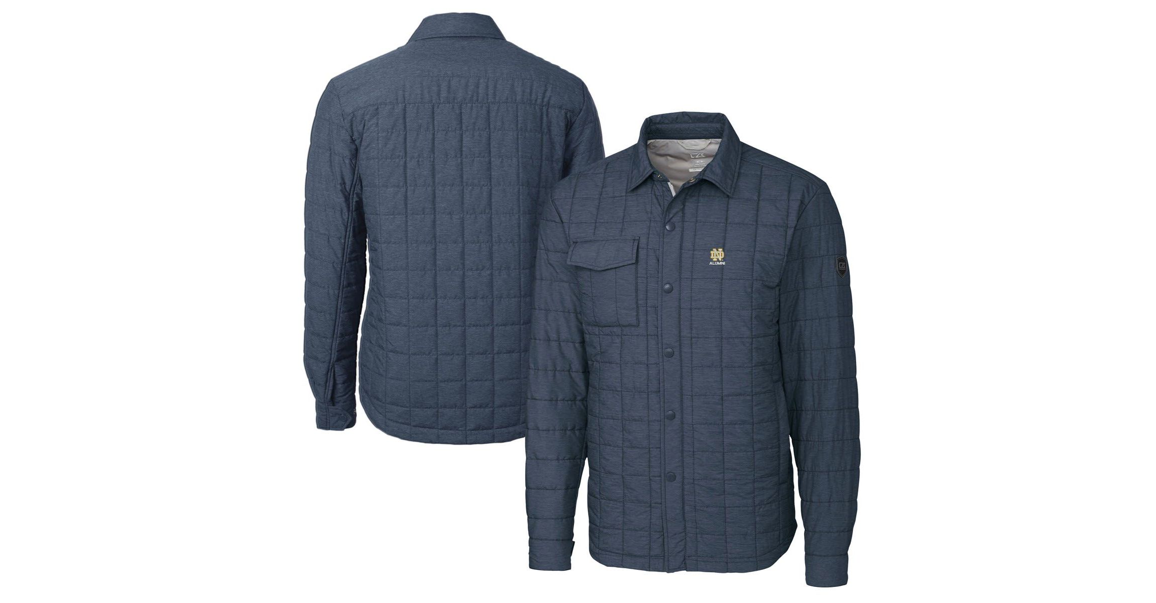 NCAA Notre Dame Fighting Irish Alumni Logo Rainier PrimaLoft Eco Insulated Quilted Button-Up Shacket