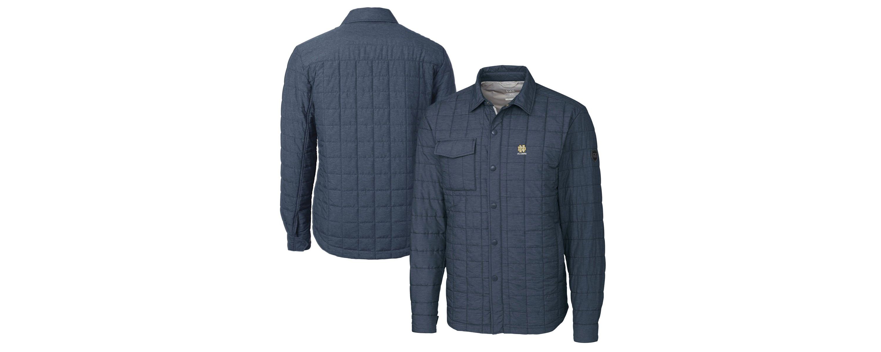 NCAA Notre Dame Fighting Irish Alumni Logo Rainier PrimaLoft Eco Insulated Quilted Button-Up Shacket