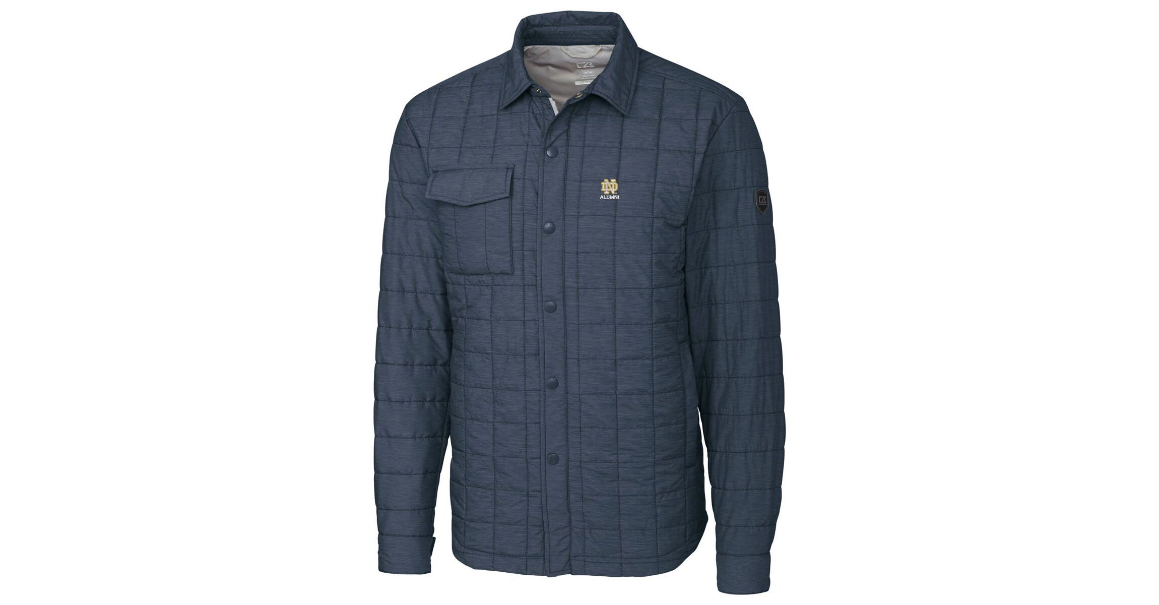 NCAA Notre Dame Fighting Irish Alumni Logo Rainier PrimaLoft Eco Insulated Quilted Button-Up Shacket