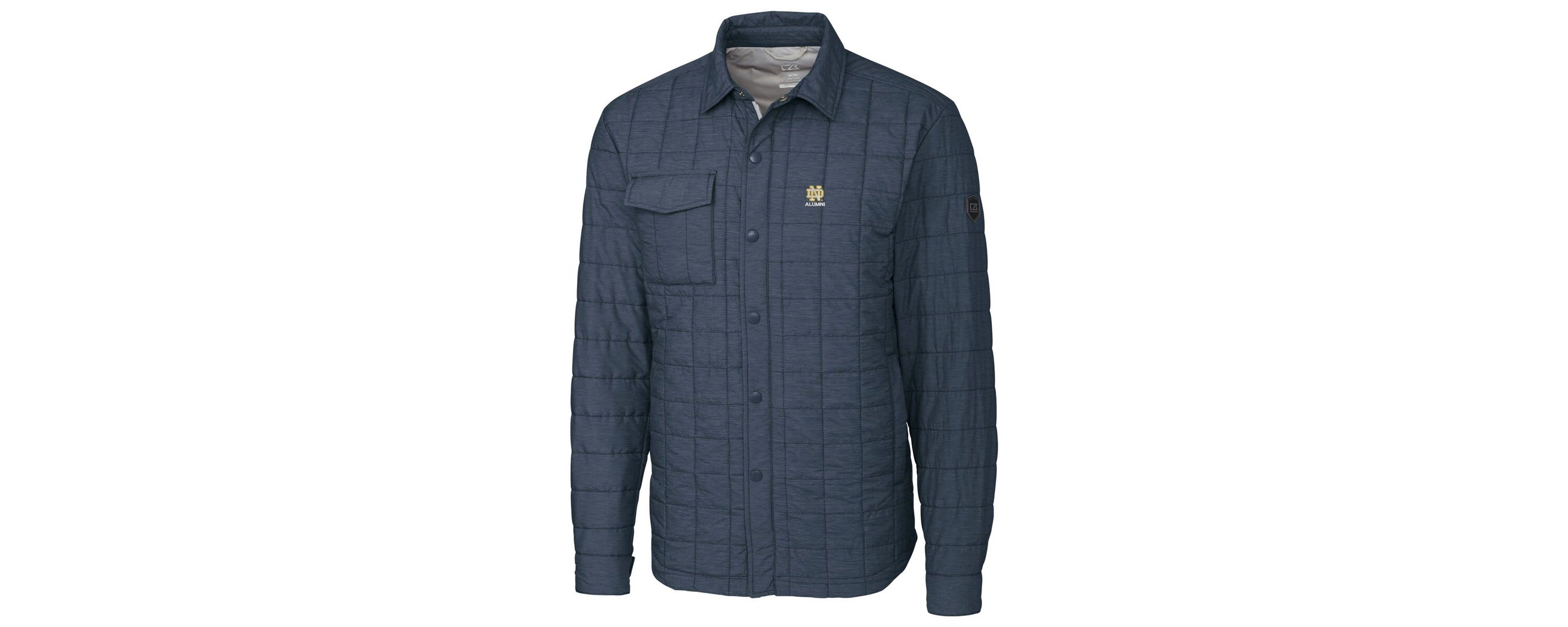 NCAA Notre Dame Fighting Irish Alumni Logo Rainier PrimaLoft Eco Insulated Quilted Button-Up Shacket