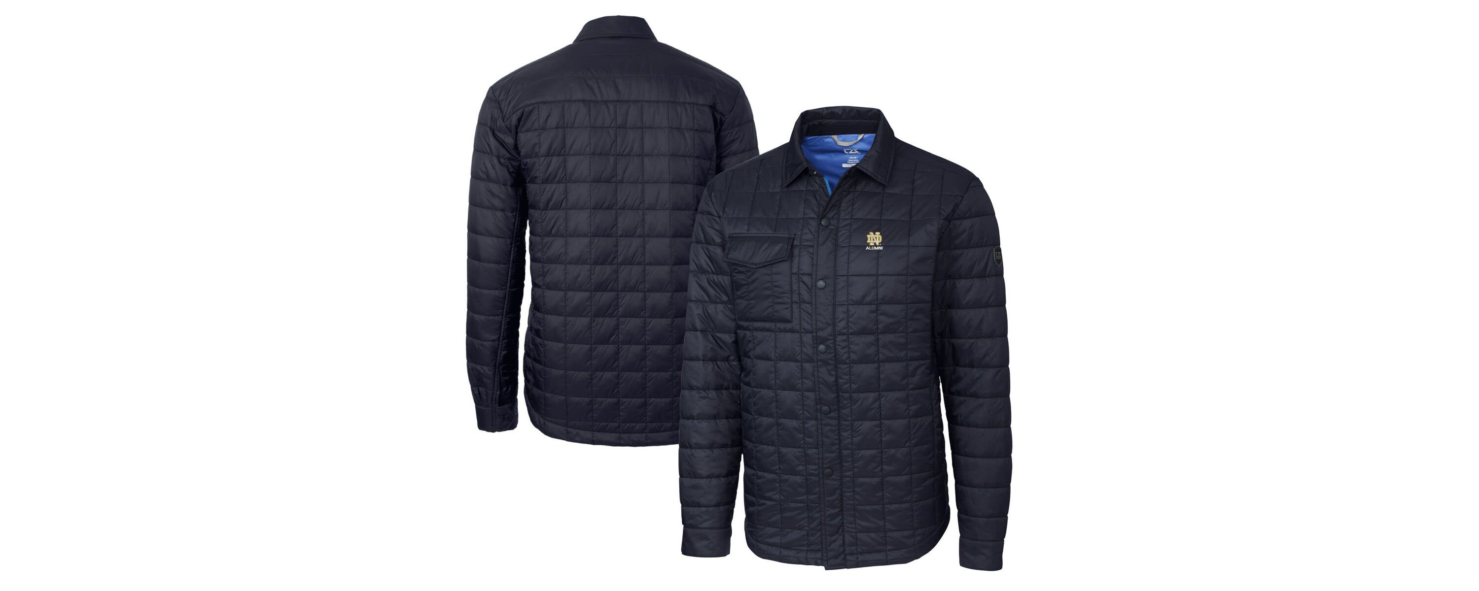 NCAA Notre Dame Fighting Irish Alumni Logo Rainier PrimaLoft Eco Insulated Quilted Button-Up Shacket