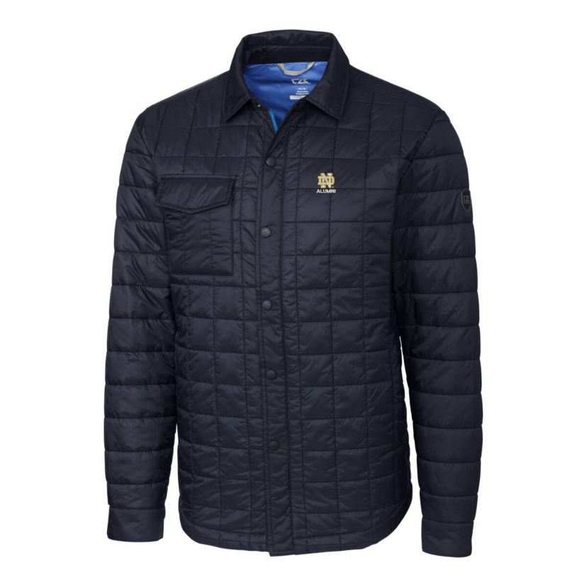 NCAA Notre Dame Fighting Irish Alumni Logo Rainier PrimaLoft Eco Insulated Quilted Button-Up Shacket