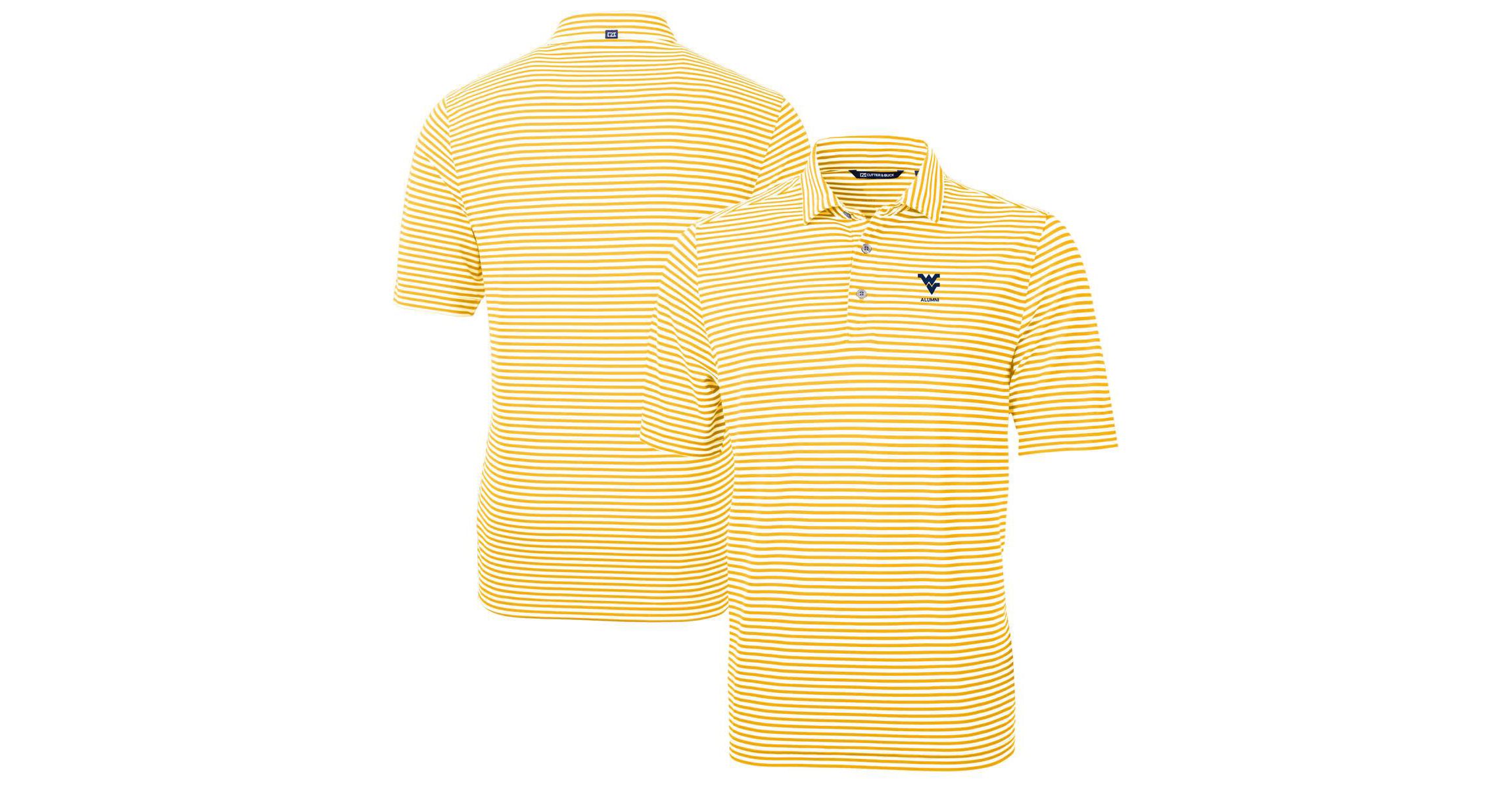 NCAA West Virginia Mountaineers Alumni Logo Virtue Eco Pique Stripe Recycled Polo