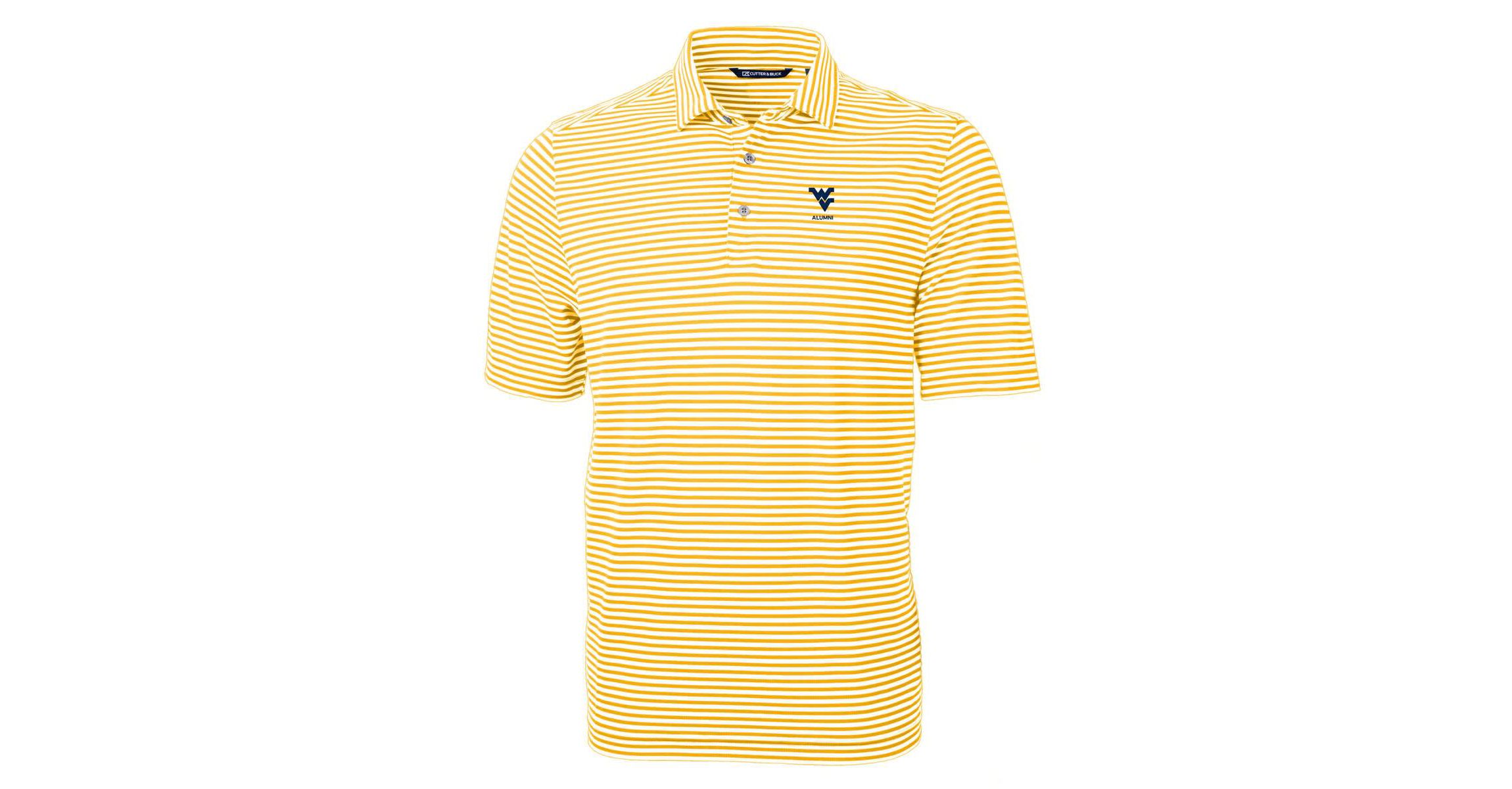 NCAA West Virginia Mountaineers Alumni Logo Virtue Eco Pique Stripe Recycled Polo