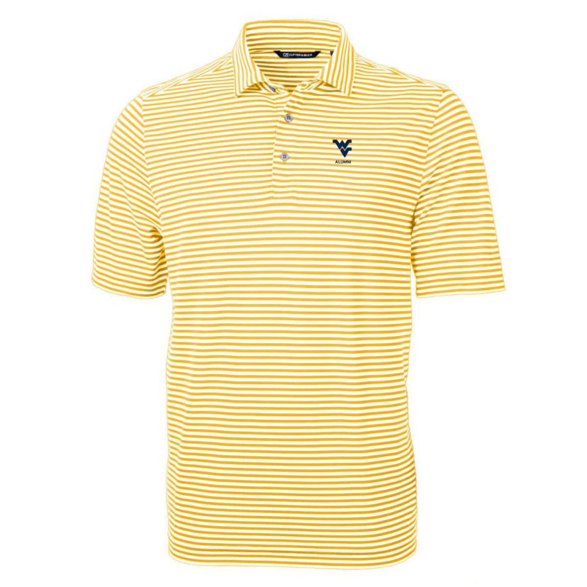 NCAA West Virginia Mountaineers Alumni Logo Virtue Eco Pique Stripe Recycled Polo