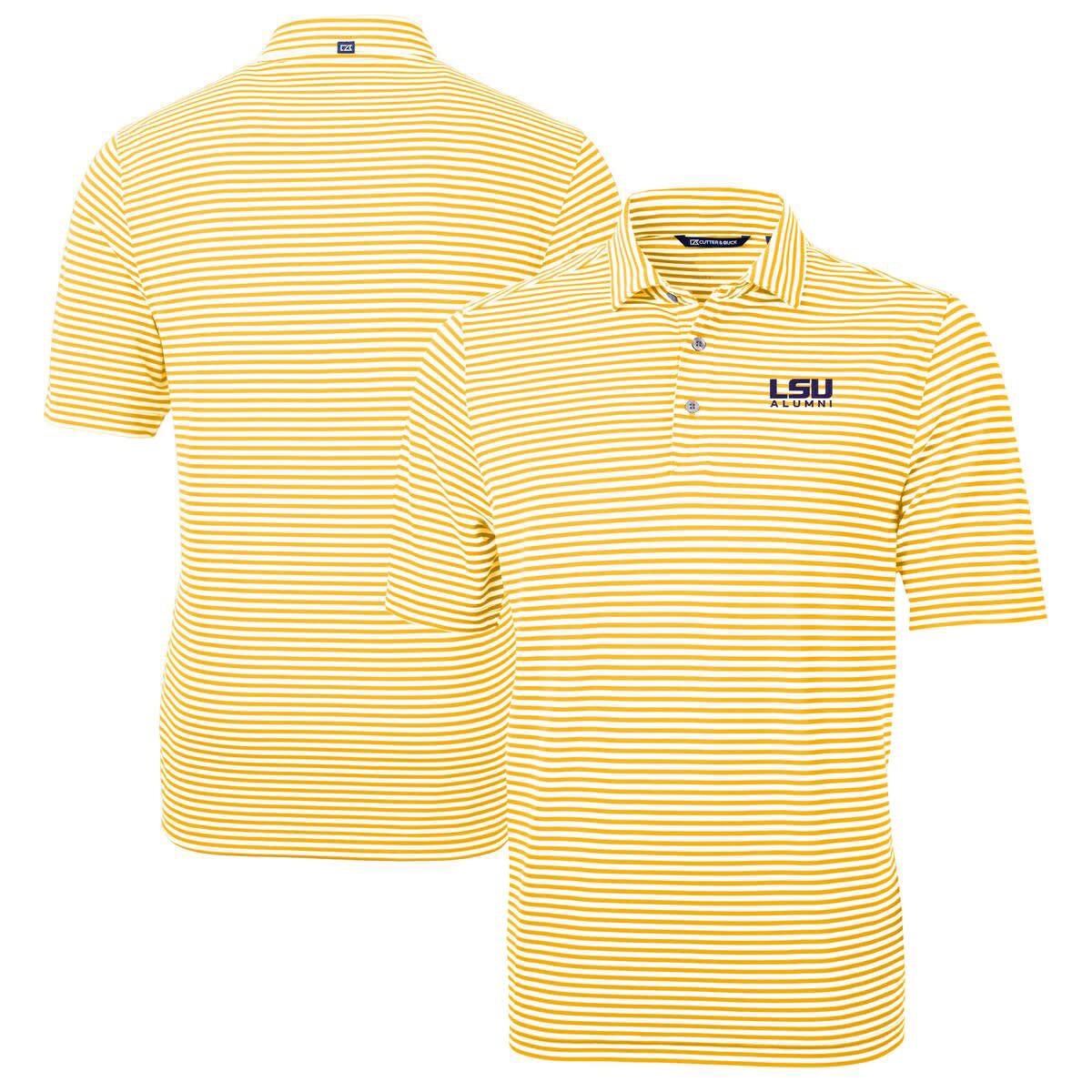 NCAA LSU Tigers Alumni Logo Virtue Eco Pique Stripe Recycled Polo