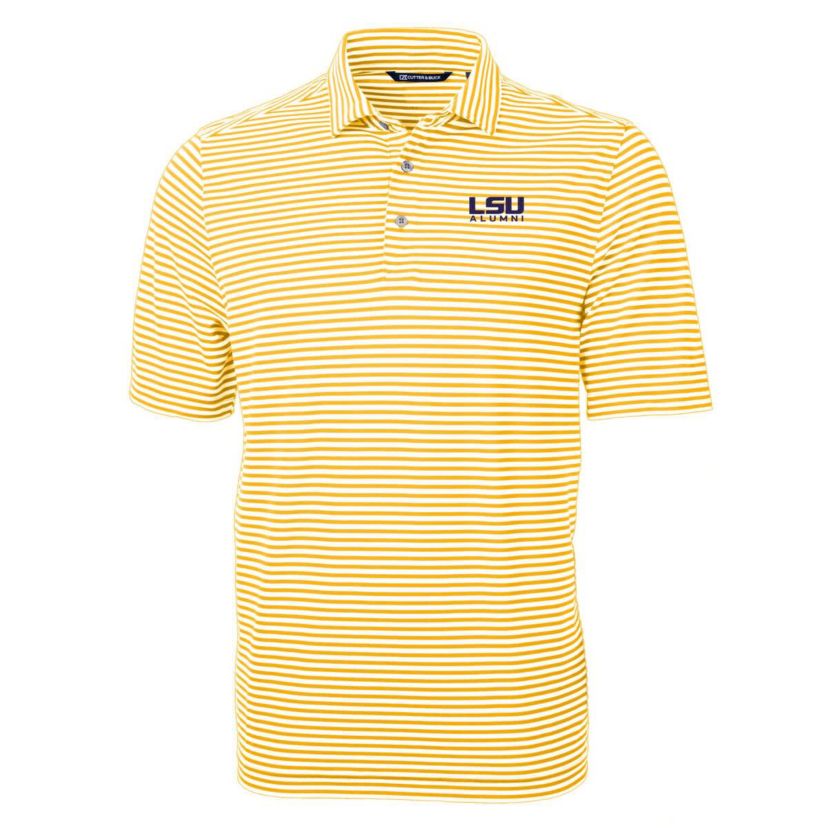 NCAA LSU Tigers Alumni Logo Virtue Eco Pique Stripe Recycled Polo