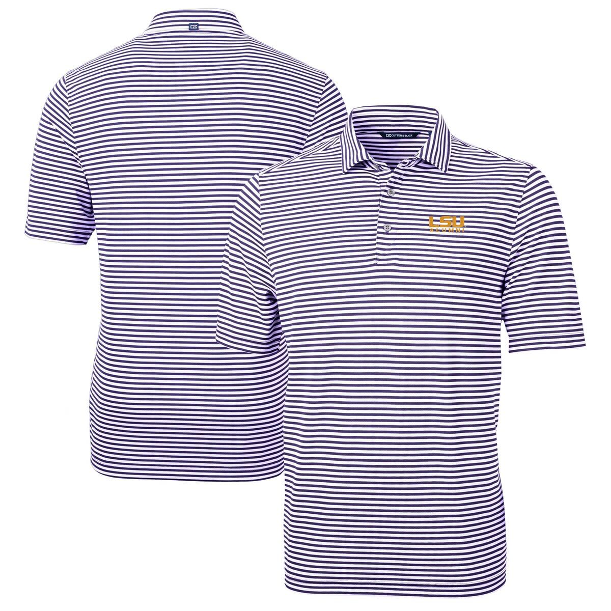 NCAA LSU Tigers Alumni Logo Virtue Eco Pique Stripe Recycled Polo