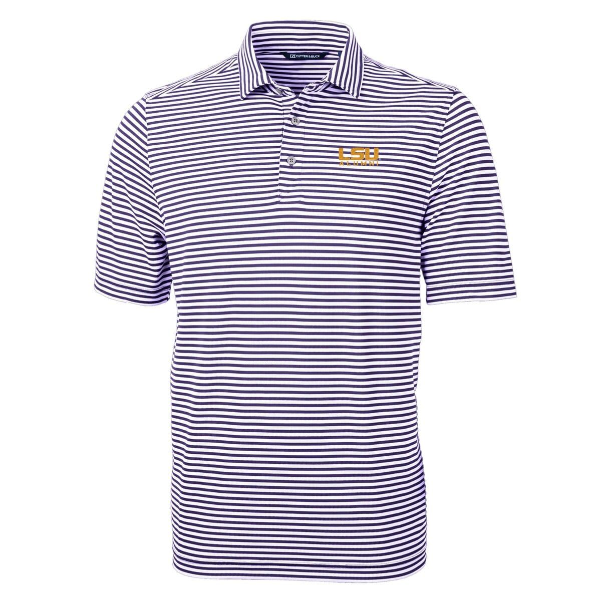 NCAA LSU Tigers Alumni Logo Virtue Eco Pique Stripe Recycled Polo