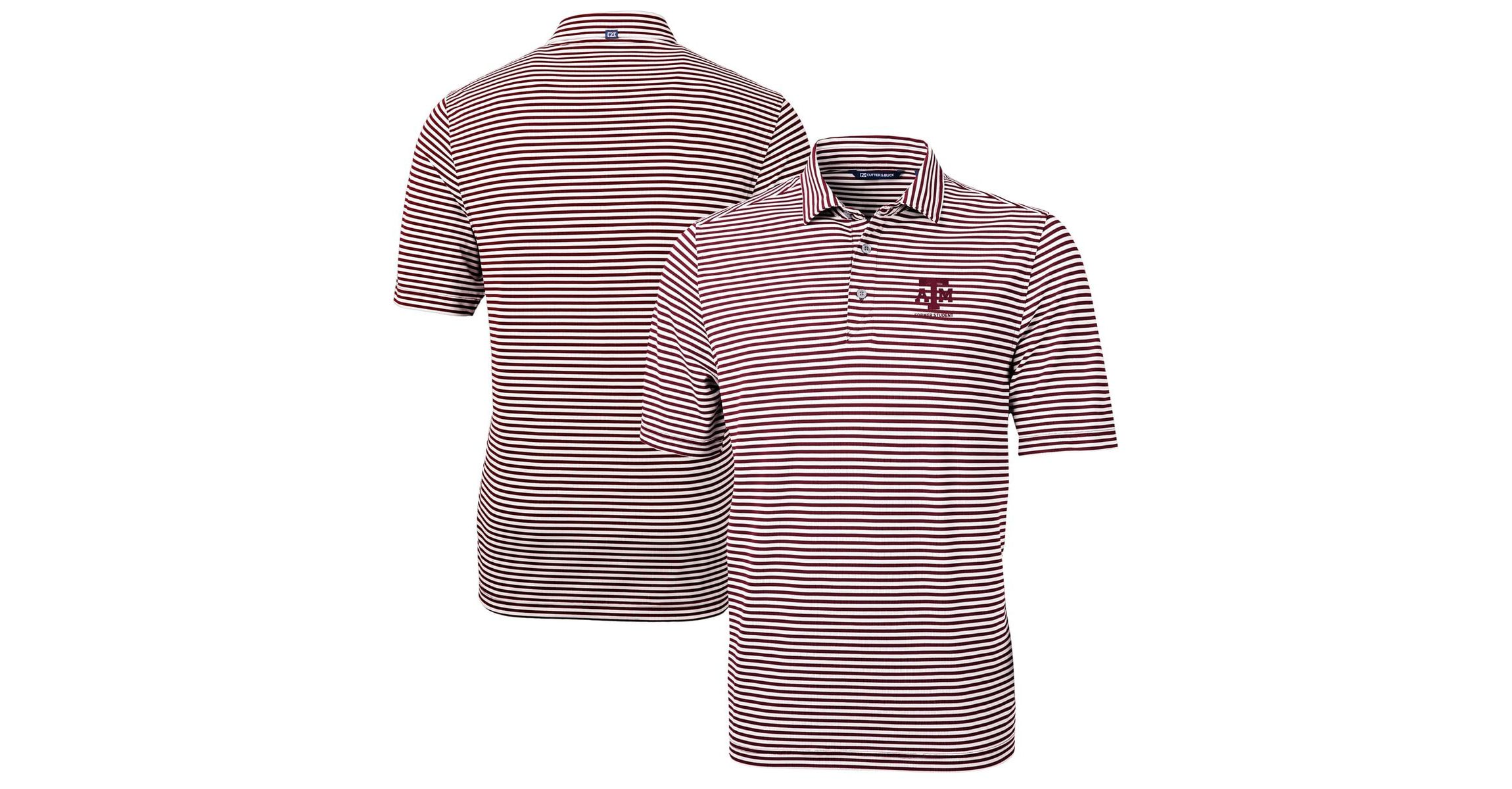 NCAA Texas A&M Aggies Alumni Logo Virtue Eco Pique Stripe Recycled Polo
