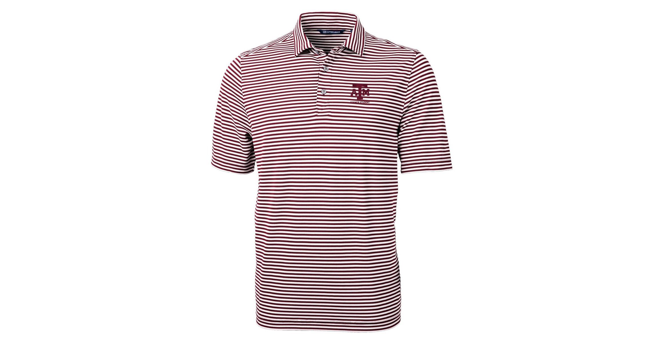 NCAA Texas A&M Aggies Alumni Logo Virtue Eco Pique Stripe Recycled Polo