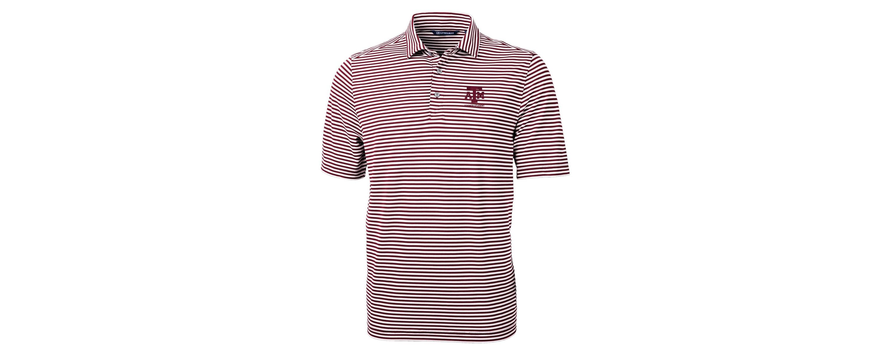 NCAA Texas A&M Aggies Alumni Logo Virtue Eco Pique Stripe Recycled Polo
