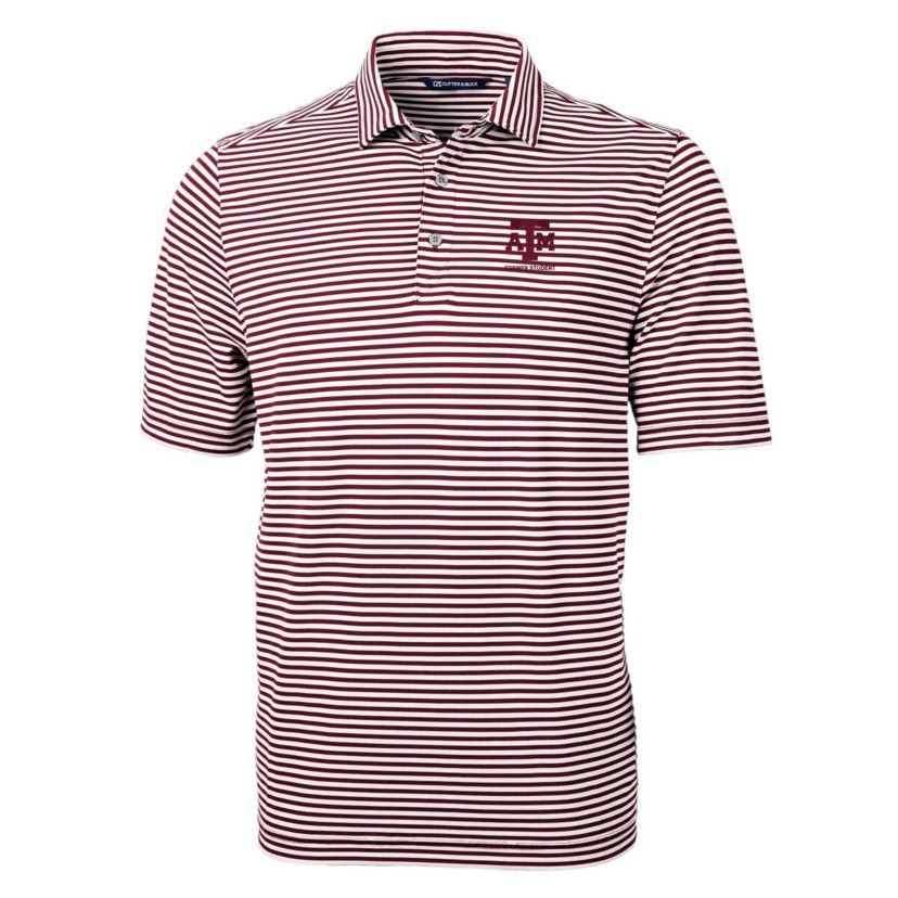 NCAA Texas A&M Aggies Alumni Logo Virtue Eco Pique Stripe Recycled Polo