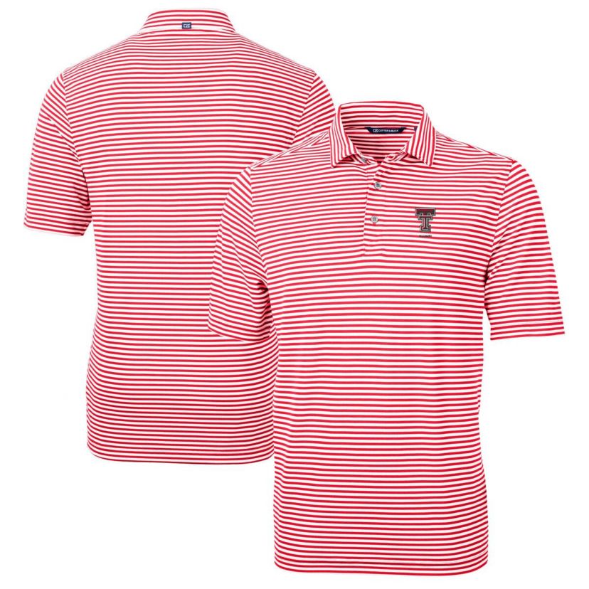 Texas Tech Red Raiders NCAA Texas Tech Raiders Alumni Logo Virtue Eco Pique Stripe Recycled Polo