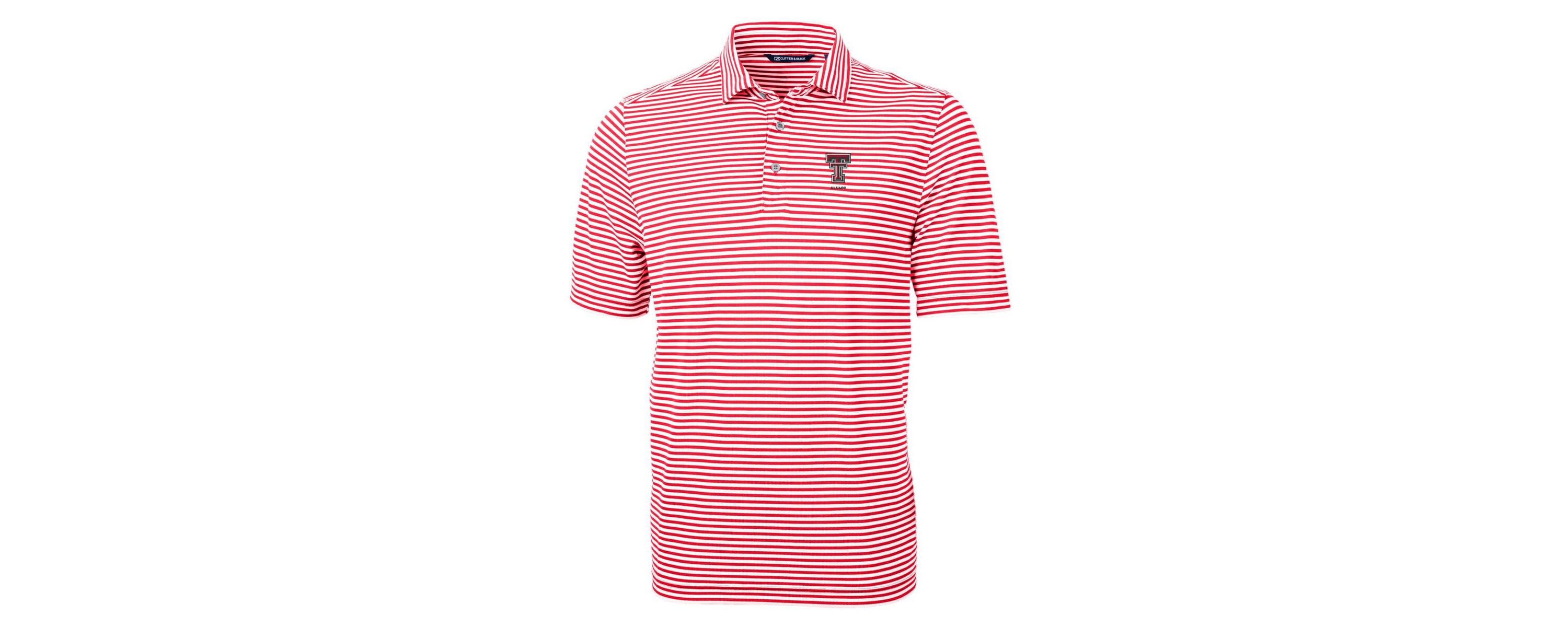 Texas Tech Red Raiders NCAA Texas Tech Raiders Alumni Logo Virtue Eco Pique Stripe Recycled Polo