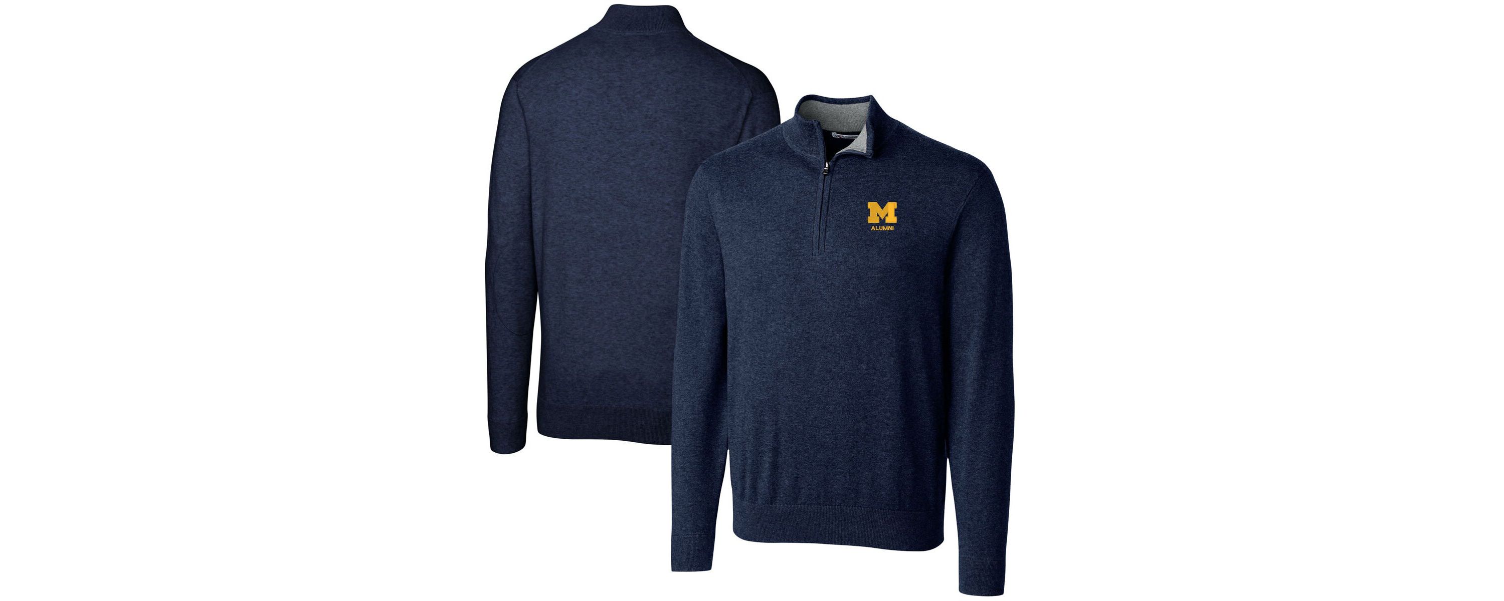 NCAA Michigan Wolverines Alumni Logo Lakemont Tri-Blend Quarter-Zip Pullover Sweater