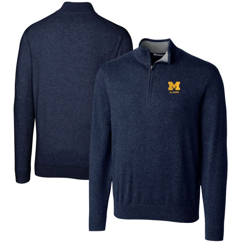 NCAA Michigan Wolverines Alumni Logo Lakemont Tri-Blend Quarter-Zip Pullover Sweater