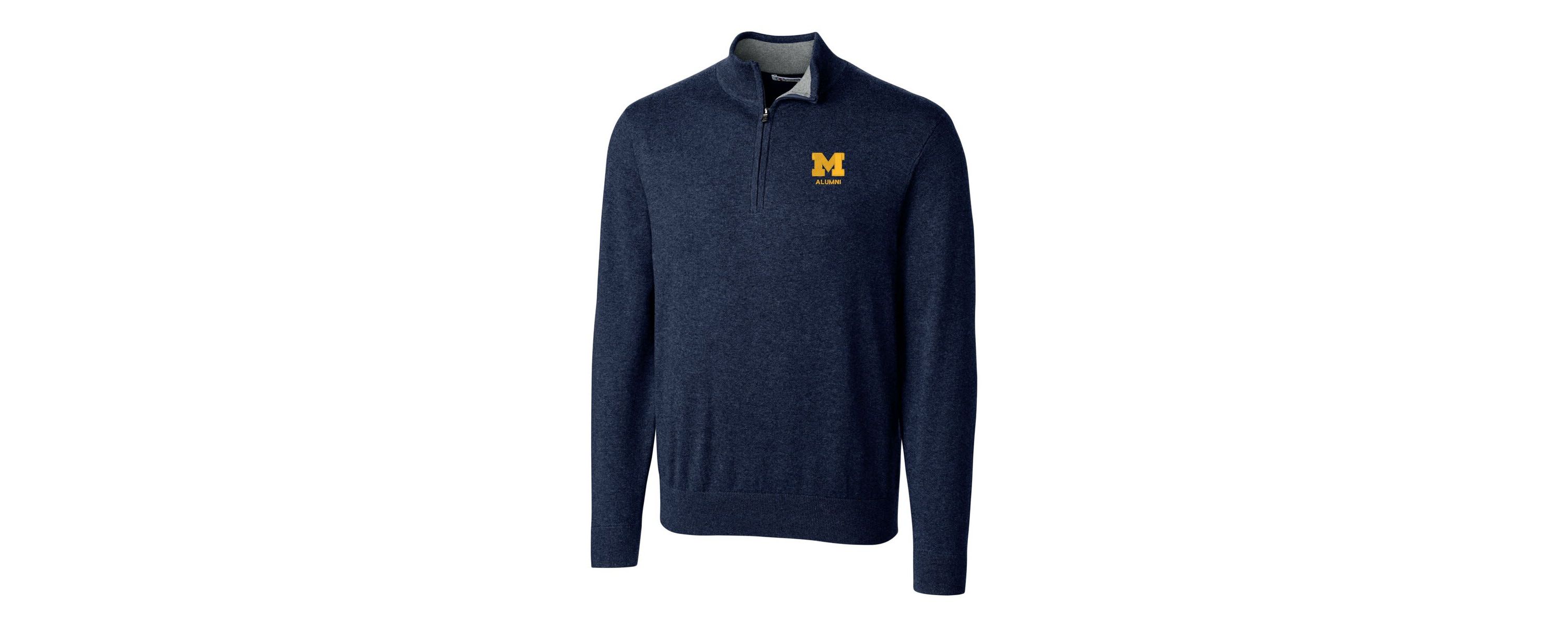 NCAA Michigan Wolverines Alumni Logo Lakemont Tri-Blend Quarter-Zip Pullover Sweater