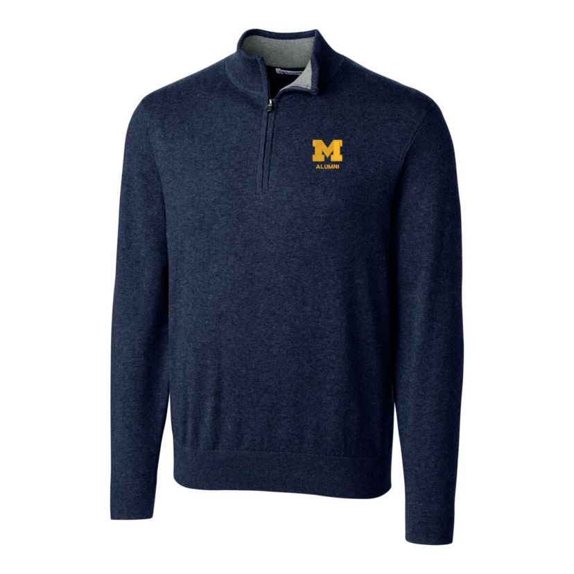 NCAA Michigan Wolverines Alumni Logo Lakemont Tri-Blend Quarter-Zip Pullover Sweater