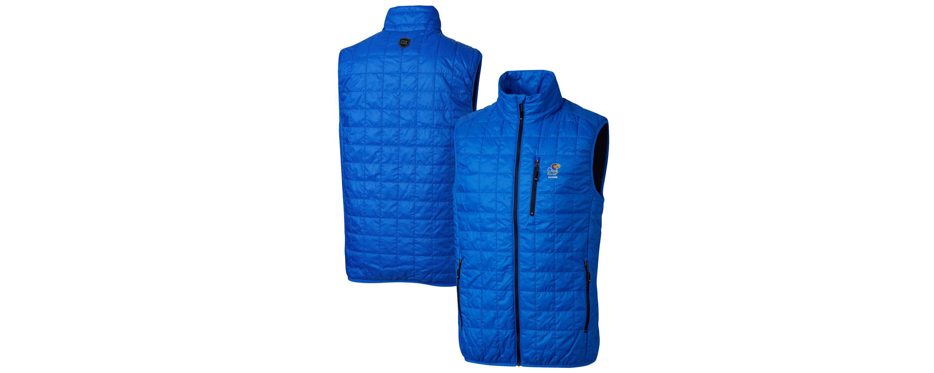 NCAA Kansas Jayhawks Alumni Logo Rainier PrimaLoft Eco Insulated Full-Zip Puffer Vest