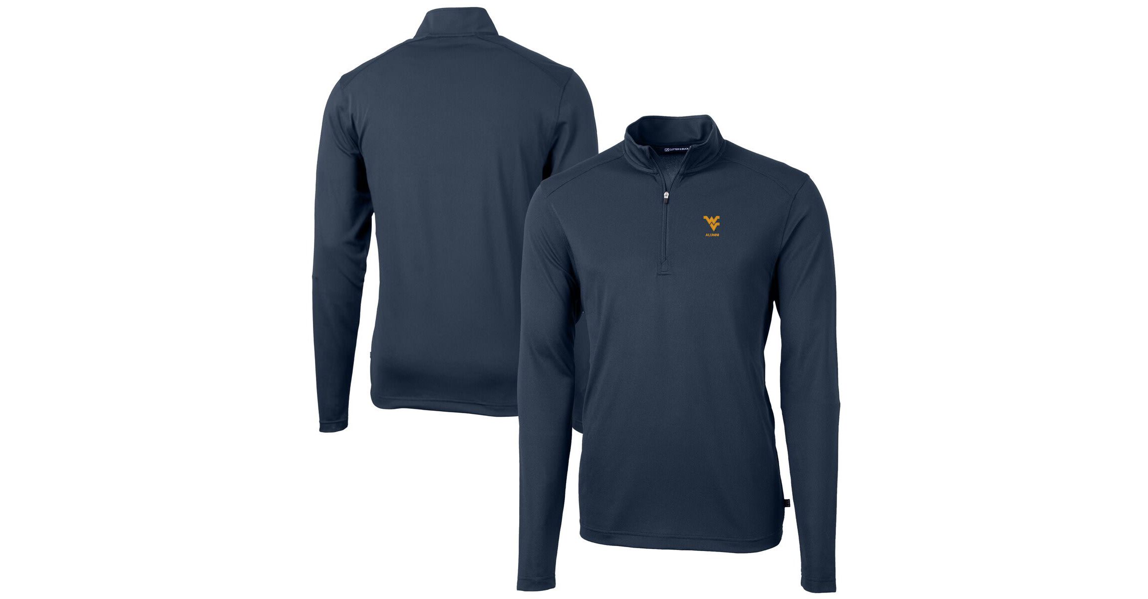 NCAA West Virginia Mountaineers Alumni Logo Virtue Eco Pique Recycled Quarter-Zip Pullover Top