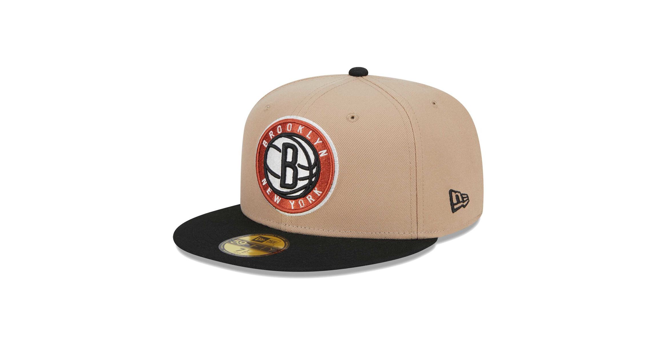 Brooklyn Nets NBA Tan/Black Burnt Logo 2-Tone 59FIFTY Fitted Hat
