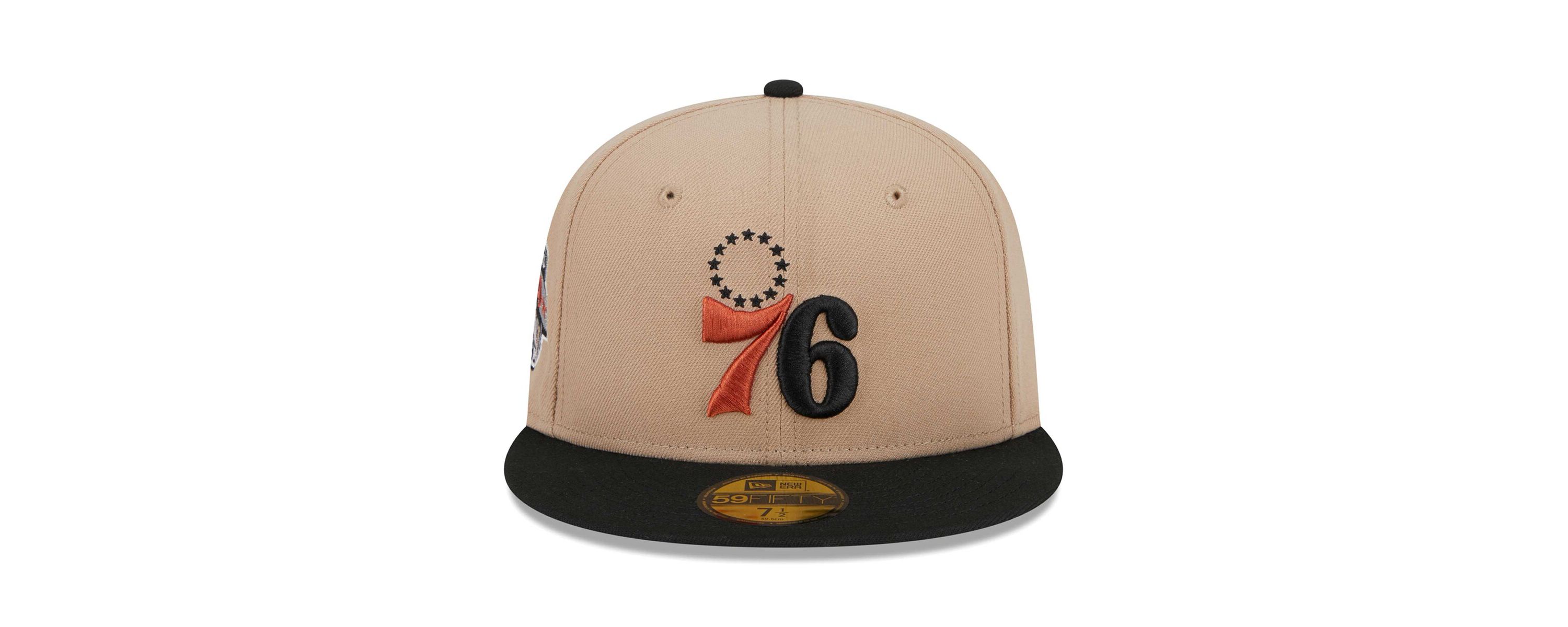Philadelphia 76ers NBA Tan/Black Burnt Logo 2-Tone 59FIFTY Fitted Hat
