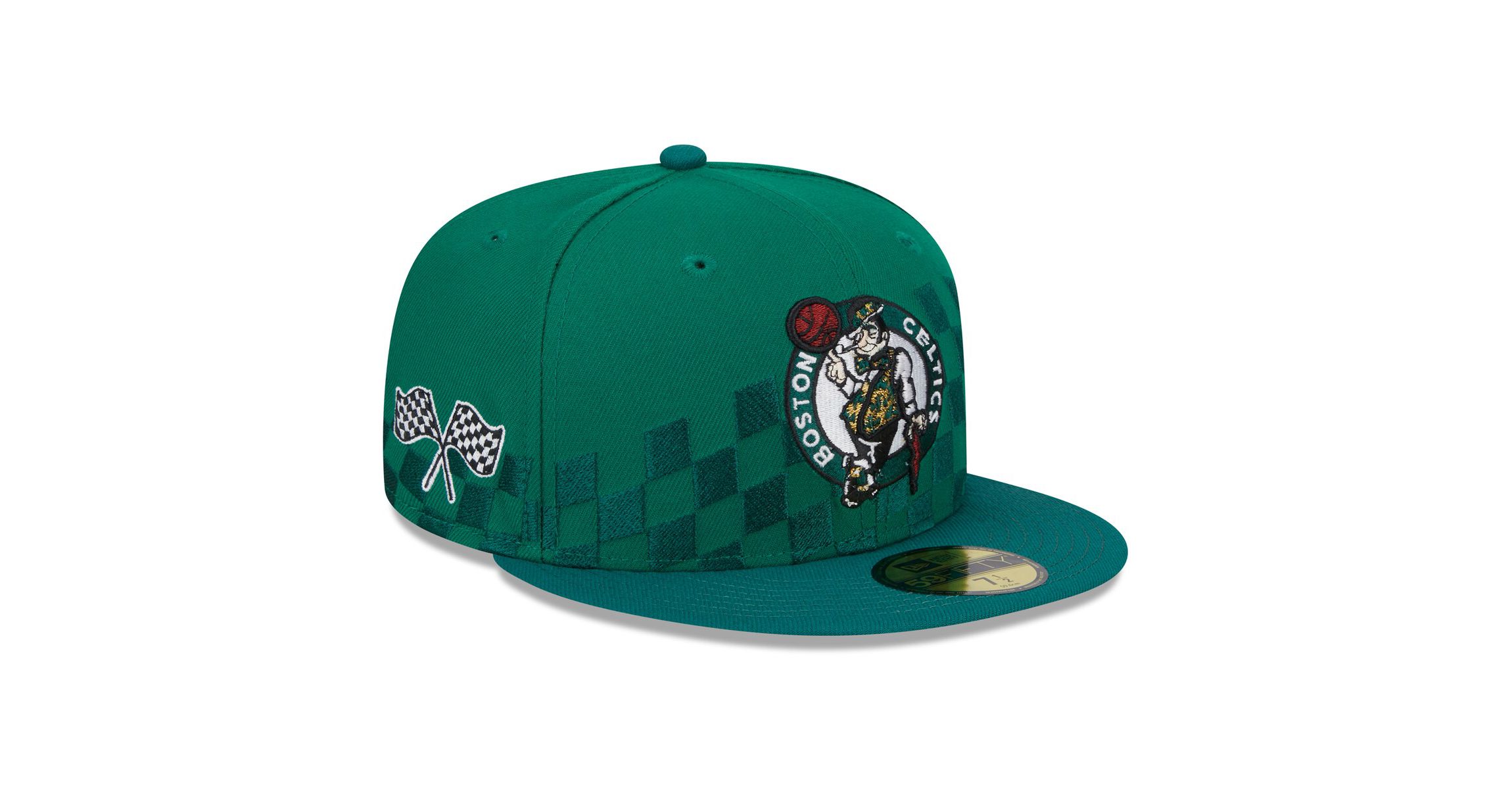 NBA Kelly Boston Celtics Rally Drive Checkerboard 59FIFTY Crown Fitted Hat