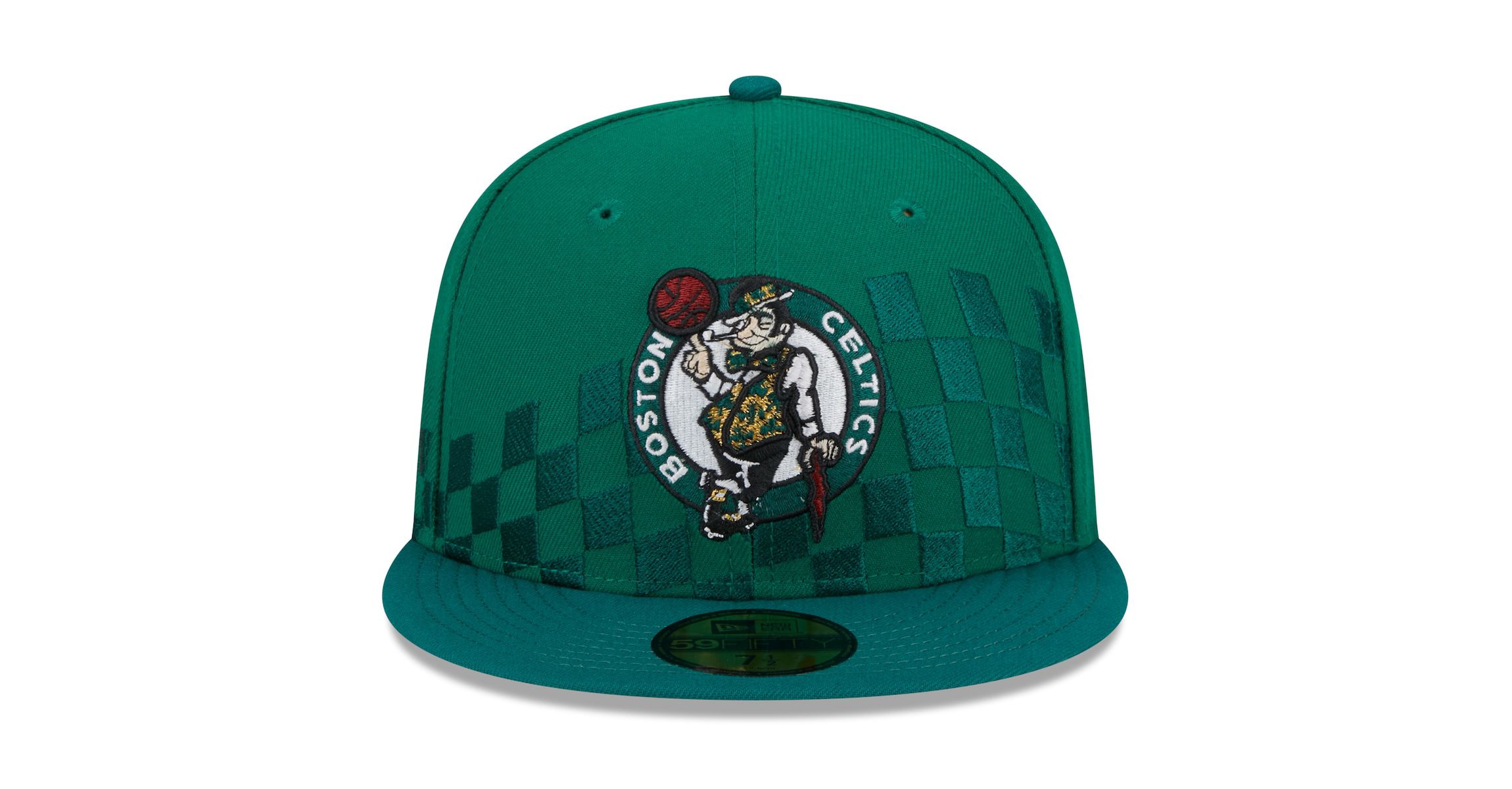 NBA Kelly Boston Celtics Rally Drive Checkerboard 59FIFTY Crown Fitted Hat