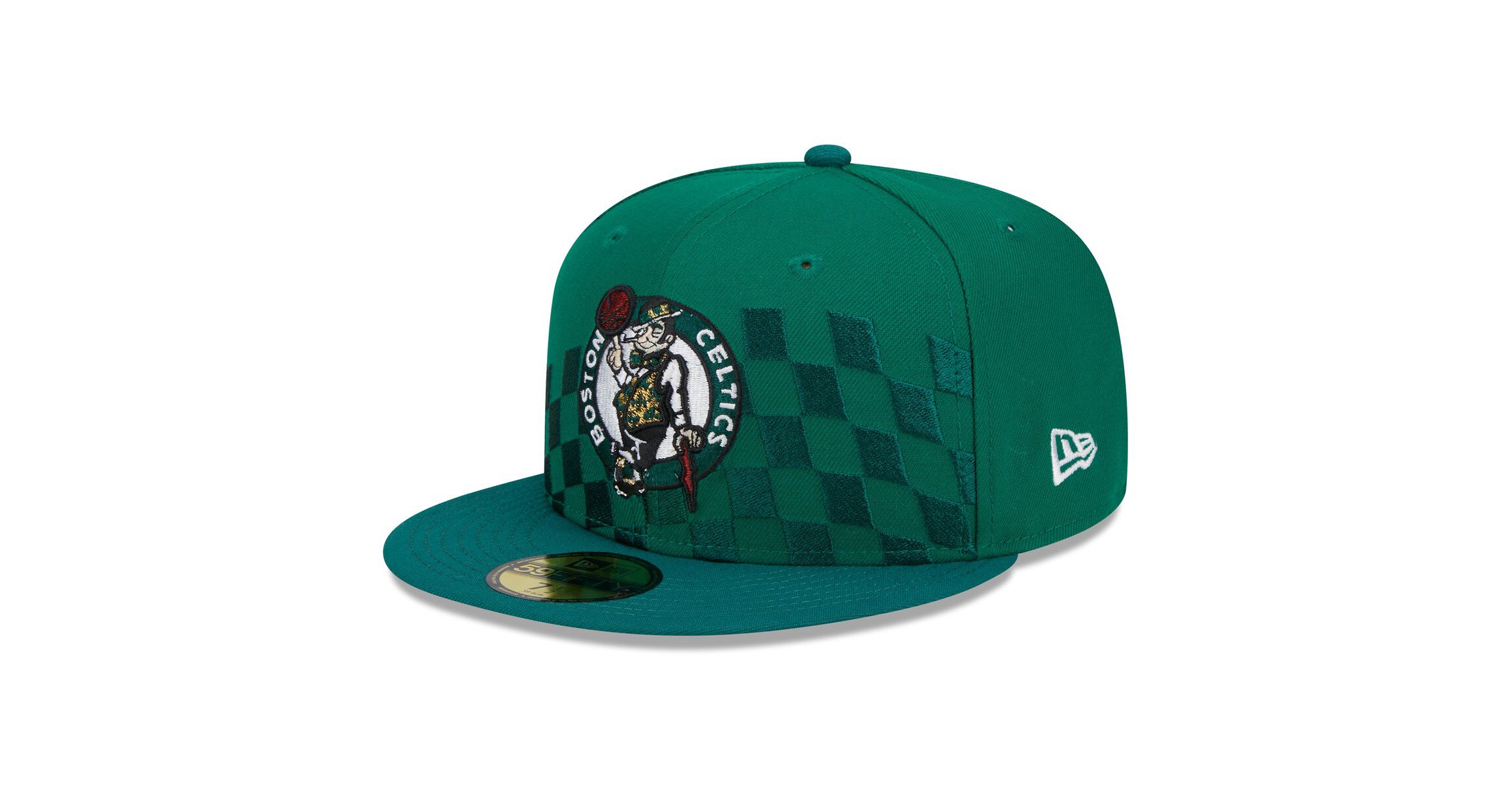 NBA Kelly Boston Celtics Rally Drive Checkerboard 59FIFTY Crown Fitted Hat