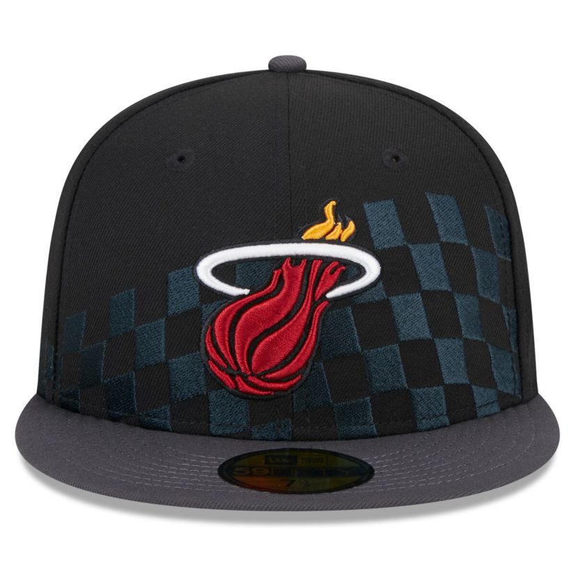 NBA Miami Heat Rally Drive Checkerboard 59FIFTY Crown Fitted Hat