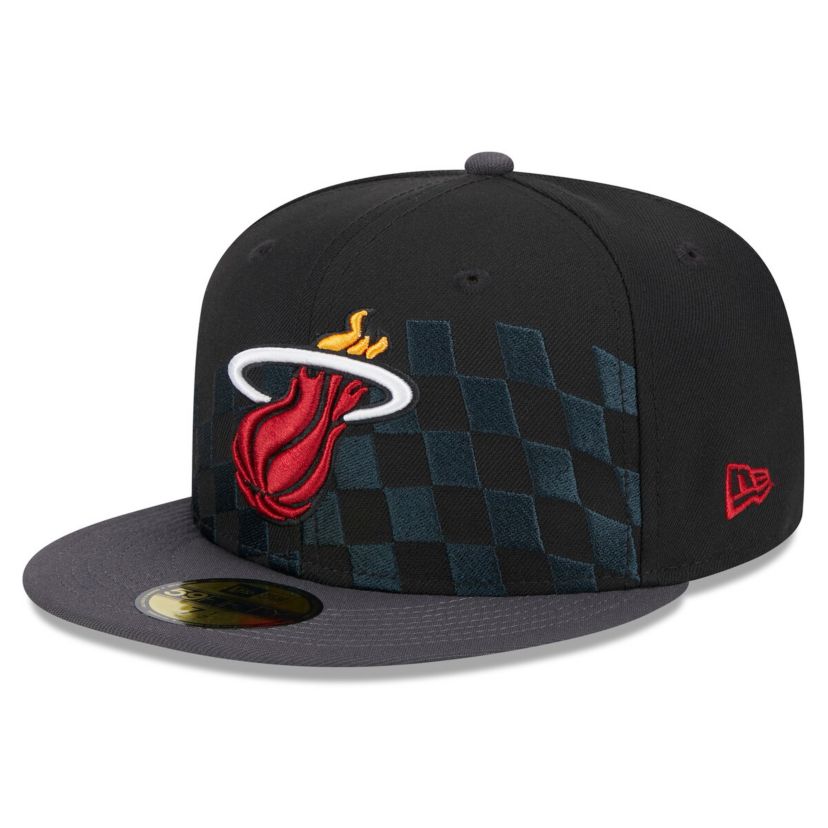 NBA Miami Heat Rally Drive Checkerboard 59FIFTY Crown Fitted Hat