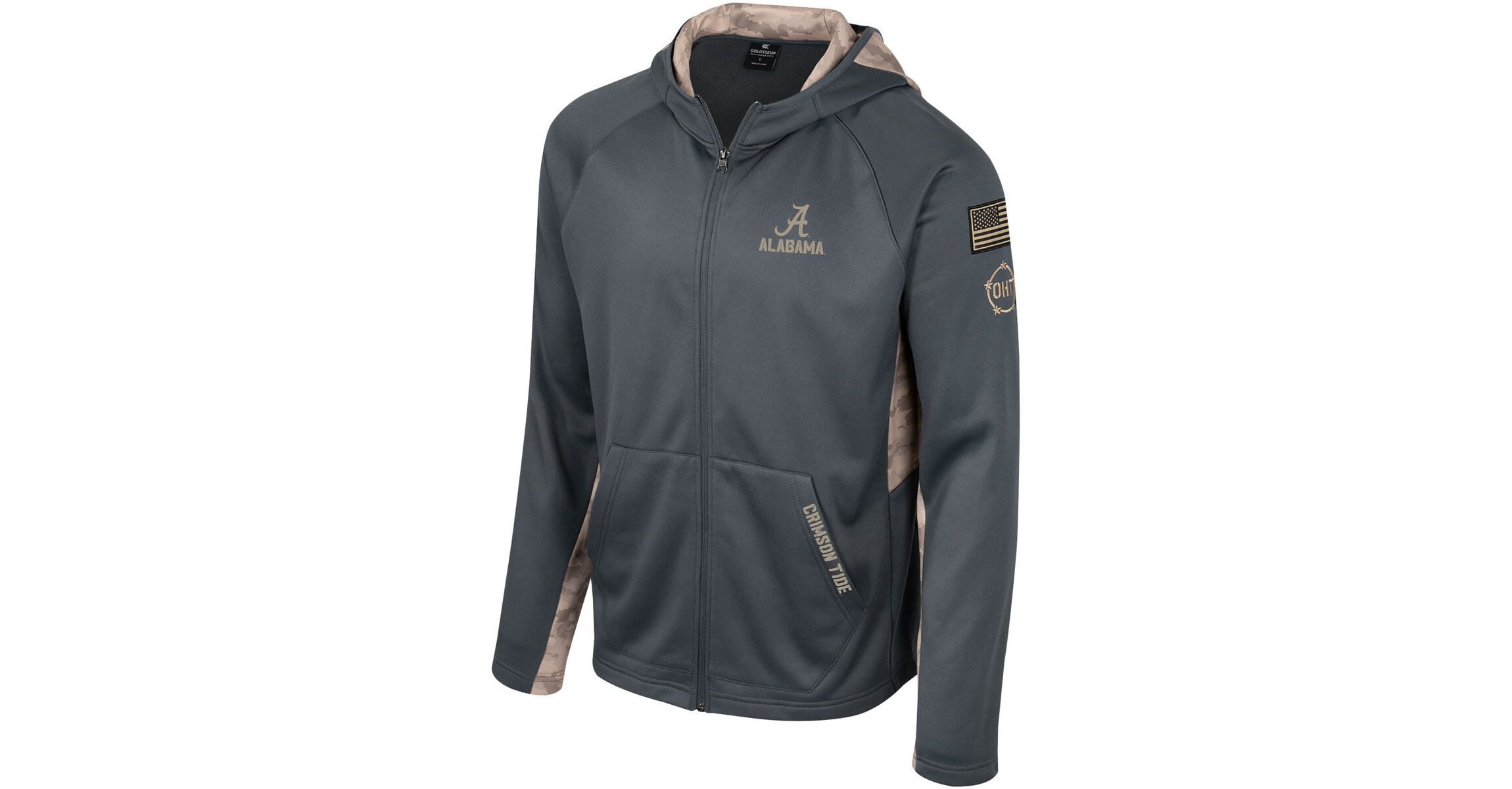 Alabama Crimson Tide NCAA Alabama Tide OHT Military Appreciation Raglan Full-Zip Hoodie