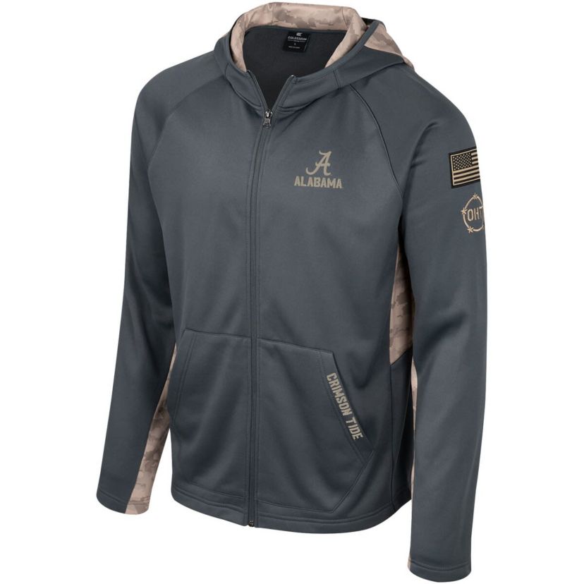 Alabama Crimson Tide NCAA Alabama Tide OHT Military Appreciation Raglan Full-Zip Hoodie