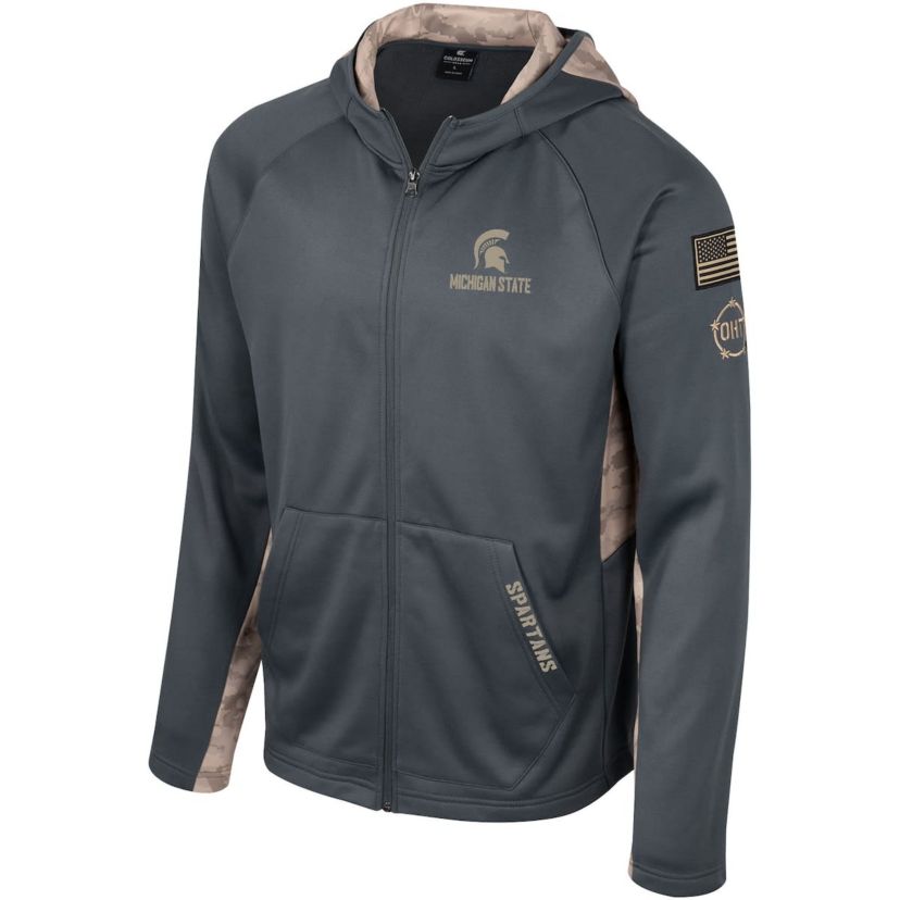 NCAA Michigan State Spartans OHT Military Appreciation Raglan Full-Zip Hoodie