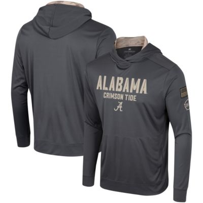 Colosseum Men's Alabama Crimson Tide NCAA Alabama Tide OHT Military Appreciation Long Sleeve Hoodie T-Shirt, Grey, Medium