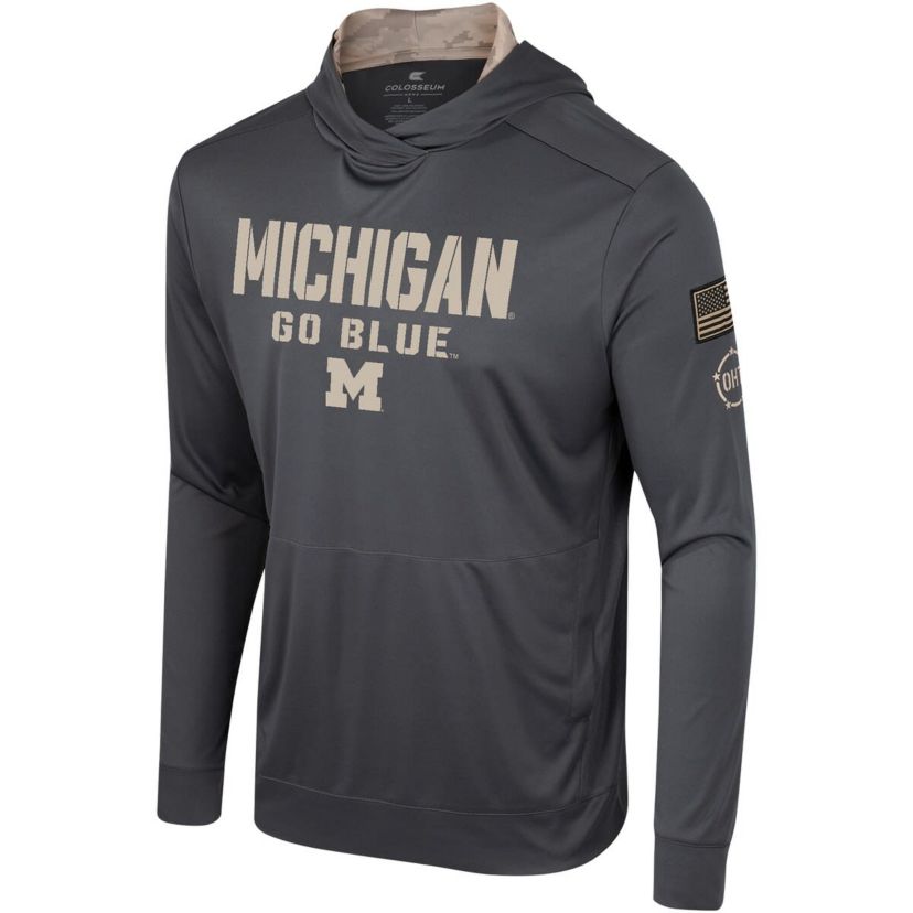 NCAA Michigan Wolverines OHT Military Appreciation Long Sleeve Hoodie T-Shirt