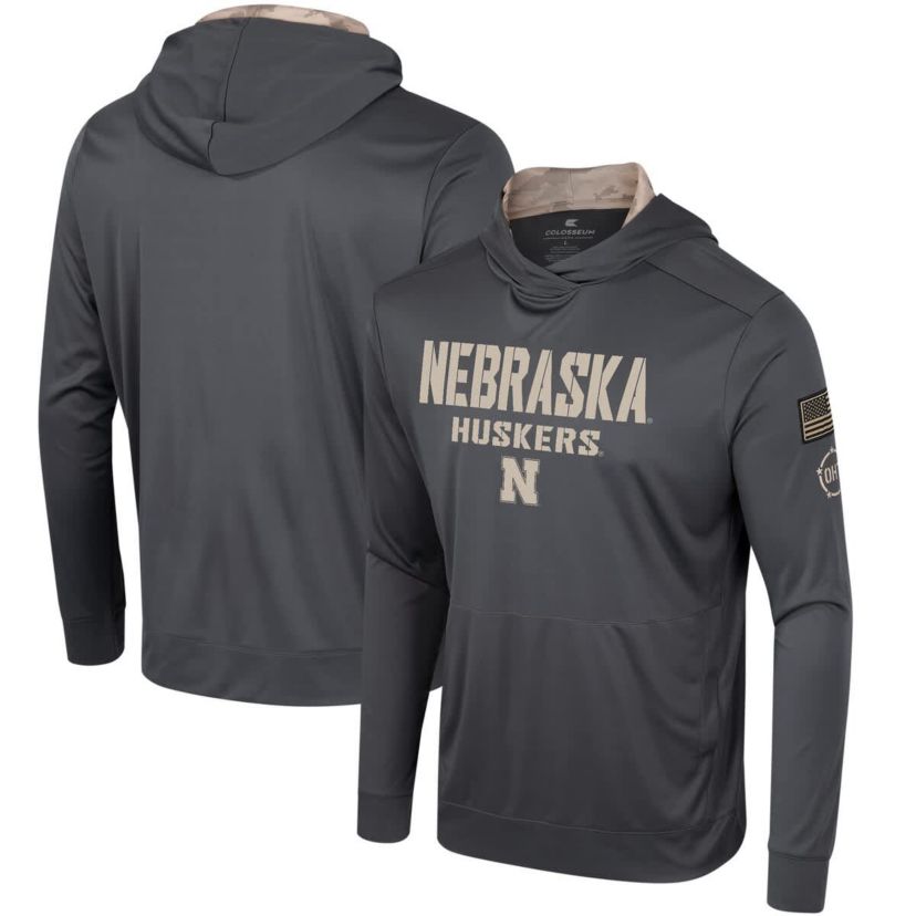 NCAA Nebraska Huskers OHT Military Appreciation Long Sleeve Hoodie T-Shirt