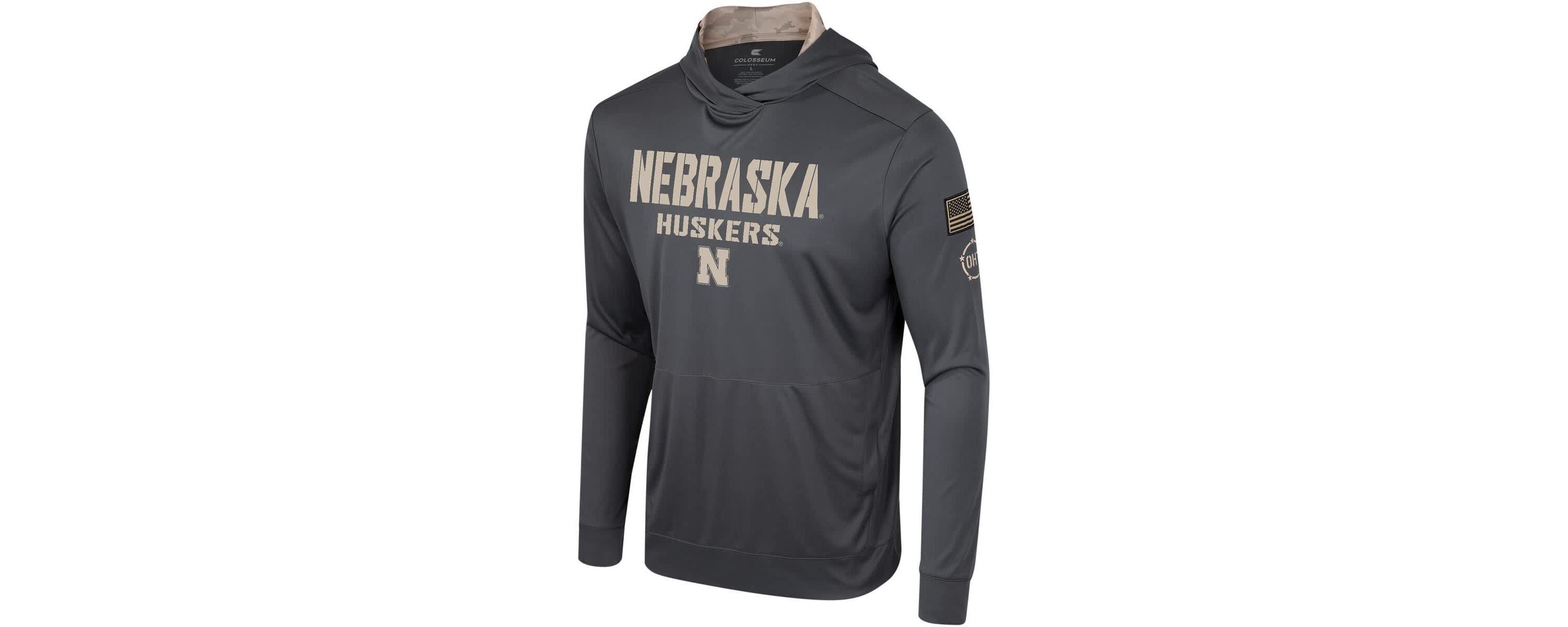 NCAA Nebraska Huskers OHT Military Appreciation Long Sleeve Hoodie T-Shirt