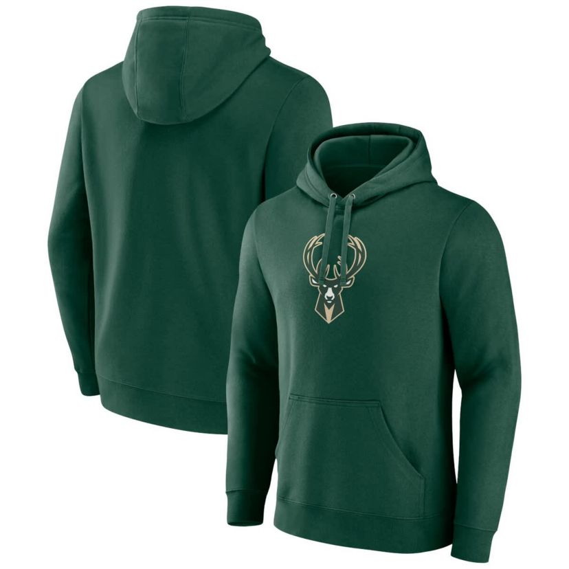 NBA Fanatics Hunter Milwaukee Bucks Primary Logo Pullover Hoodie