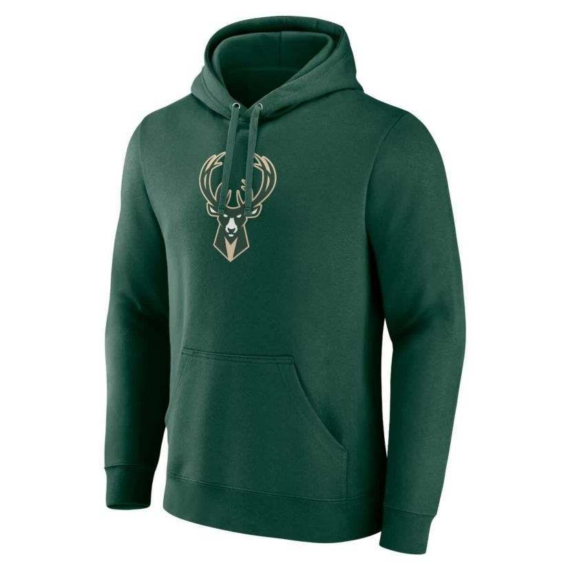 NBA Fanatics Hunter Milwaukee Bucks Primary Logo Pullover Hoodie