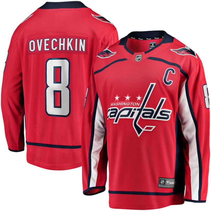 NHL Fanatics Alexander Ovechkin Washington Capitals Captain Patch Home Breakaway Jersey