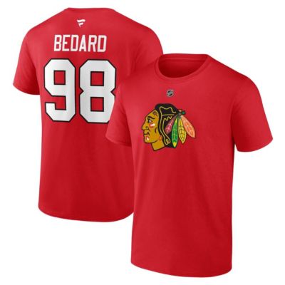 Mens NHL Fanatics Connor Bedard Chicago Blackhawks 2023 NHL Draft Authentic Stack Player Name  Number TShirt