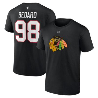 Mens NHL Fanatics Connor Bedard Chicago Blackhawks 2023 NHL Draft Authentic Stack Player Name  Number TShirt