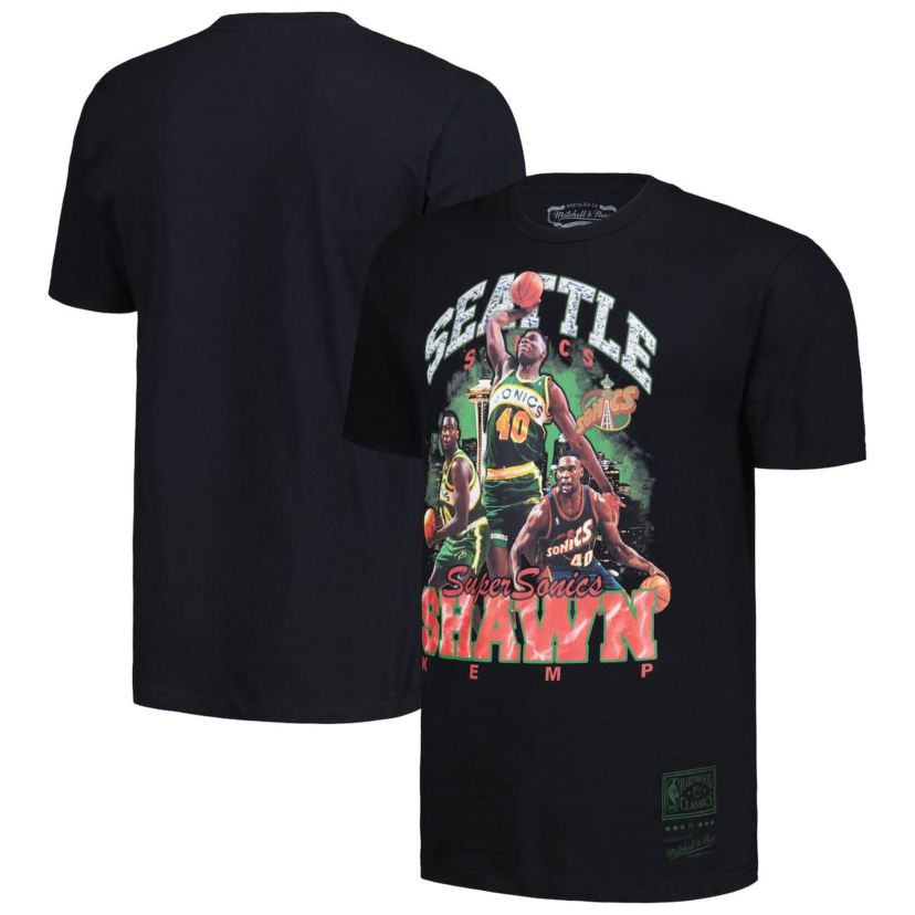 Hardwood Classic Teams Shawn Kemp Seattle SuperSonics Hardwood Classics Bling Concert Player T-Shirt