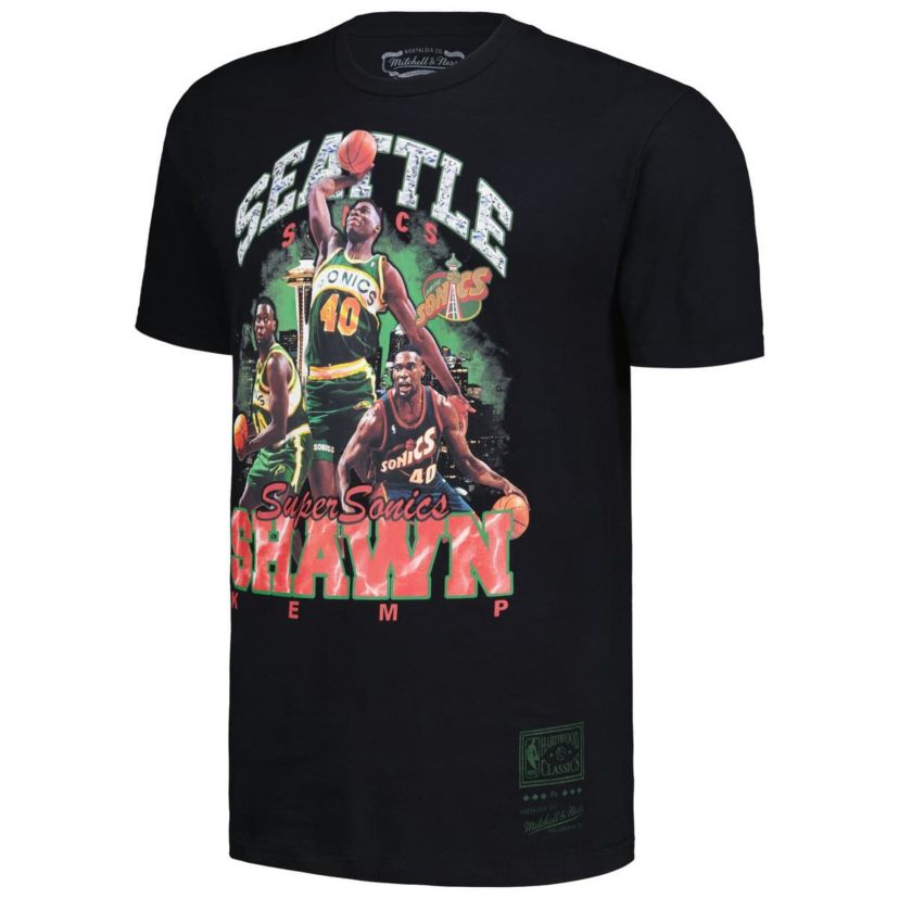 Hardwood Classic Teams Shawn Kemp Seattle SuperSonics Hardwood Classics Bling Concert Player T-Shirt