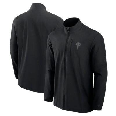 Men's MLB Fanatics Philadelphia Phillies Front Office Micro Tonal Full-Zip Jacket, Black, Small