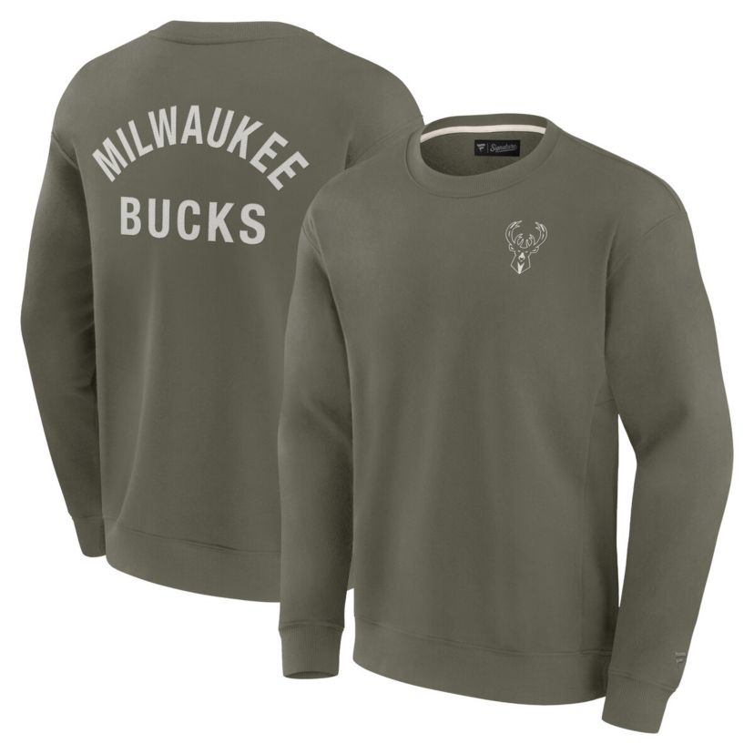 NBA Unisex Fanatics Milwaukee Bucks Elements Super Soft Fleece Pullover Sweatshirt
